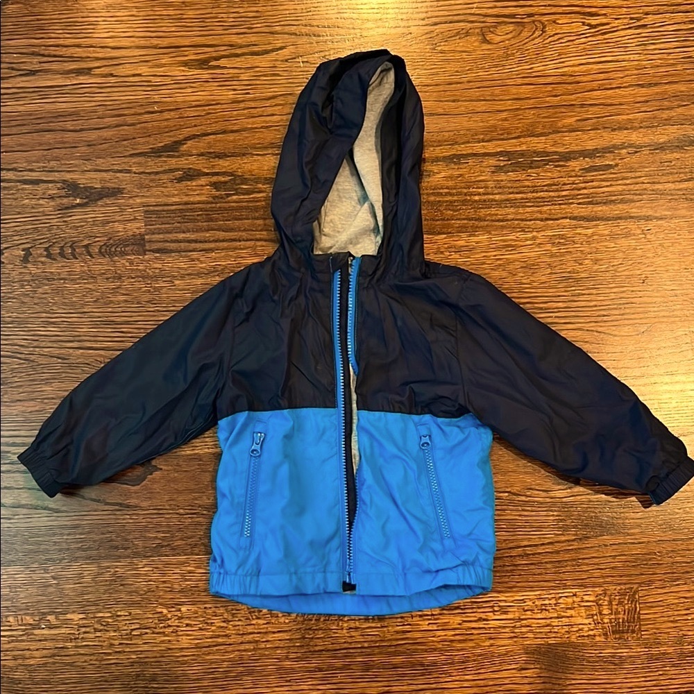 GAP Blue and Navy Raincoat with Hood and Water-Resistant Fabric